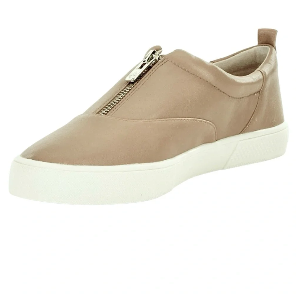 Antonio Melani Garta Suntan Beige Leather Zip Up Sneakers Women’s Size 10